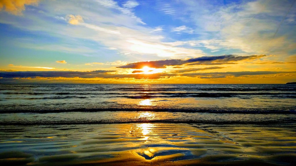 sunsetting on the beach